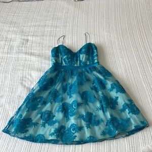 Aidan Maddox blue embroidered tulle dress